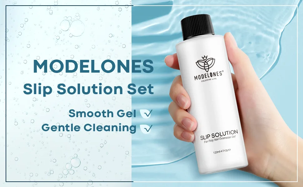 Modelones polygel Slip Solution Kit 120ml with dual-ended nail brush poly gel slip solution for acrylic nails liquid set nail extension nail art at home - product information 13