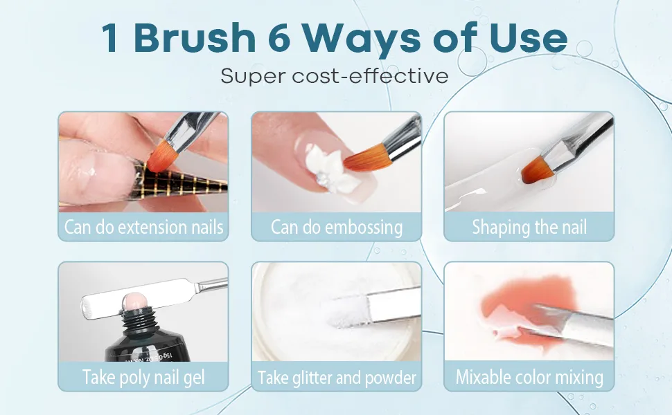 Modelones polygel Slip Solution Kit 120ml with dual-ended nail brush poly gel slip solution for acrylic nails liquid set nail extension nail art at home - product information 17