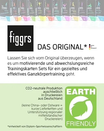 FIGGRS 3 Set "More power" - 3 card sets A 57 training tickets with 150 fitness exercises without a device for a powerful & dynamic body - figgrs: Motivierende abwechslungsreiche Trainingskarten für gezieltes effektives Ganzkörpertraining.