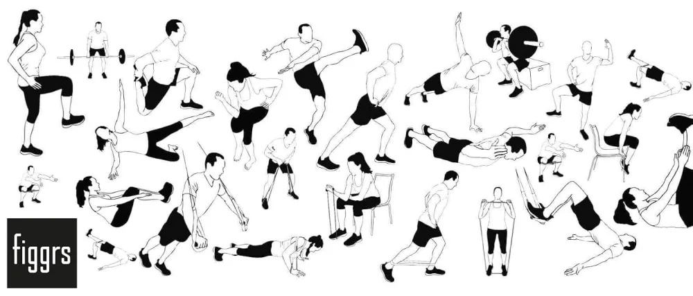 FIGGRS 3 Set "Healthy Back" - 3 card sets A 57 Training tickets with 150 fitness exercises without a device for a strong & healthy back - figgrs Motivierende abwechslungsreiche Trainingskarten für gezieltes effektives Ganzkörpertraining