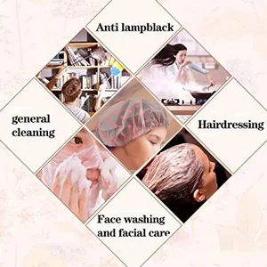 Shower Caps 3 Pcs Waterproof Bath Caps Plastic Reusable Shower Caps Elastic Band Bath Hair Hat for Women Ladies Spa Salon - product information 6