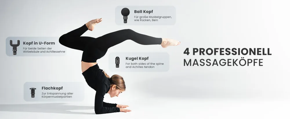 Massage gun with extension Renpho Extend massage Gun hand massage devices powerful massage gun deep fabric percussion muscle massage gistol for athletes with type C load black - C004