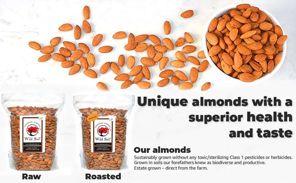 Wild Soil Beyond Almonds – 20% Higher Protein Than Other Almonds Distinct and Superior to Organic Raw - bulk pounds organic raw wild soil almond sprouted whole natural nuts unsalted probiotics organic