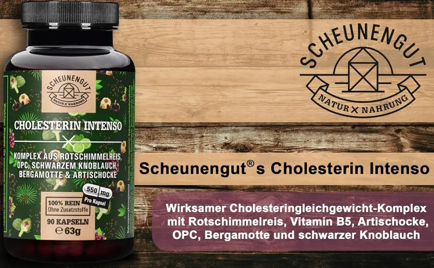 Cholesterol intenseo red rice capsules - important: laboratory tester brand complex with monacolin k black garlic bergamot artichoke and more I 90 pc -de- scheunengut  - roter reis cholesterin senken roter reis kapseln rote beete kapseln cholesterin rote reis kapseln
