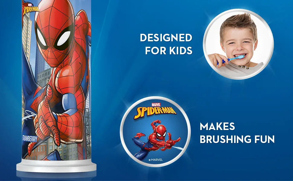 Crest Kid's Toothpaste Pump featuring Marvel's Spiderman Strawberry Flavor 4.2 oz - Crest Kids Toothpaste pump featuring marvel’s spiderman strawberry flavor helps fights cavities