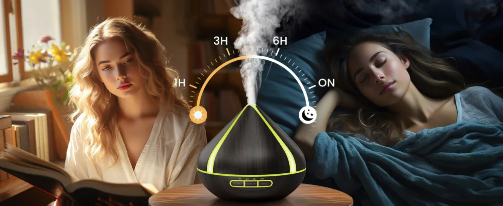 Vaaghanm 500 ml essential Oil diffuser with 8 oils aromatherapy diffuser with remote control 4 timers automatic Waterless Shut-Off for Large Space made of plastic brown - B09WYMD5XM