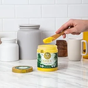 4th & Heart Original Grass-Fed Ghee Keto Pasture Raised Non-GMO Lactose Free Certified Paleo -16 Ounce - fourth and heart 4th grass fed pasture raised ghee butter clarified lactose free original recipe