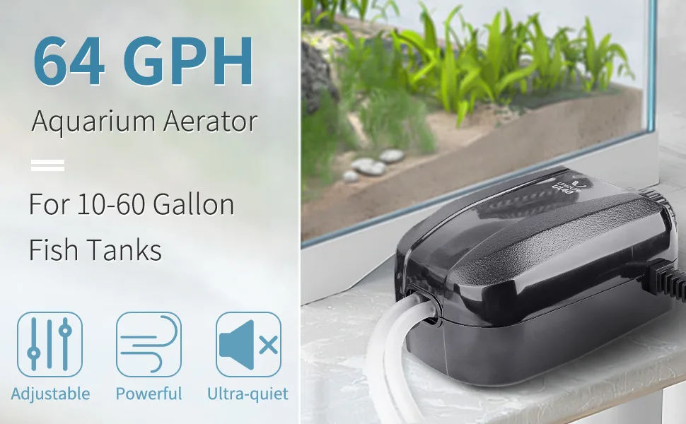 Uniclife Aquarium Air Pump Dual Outlet with Accessories for Up to 100 Gallon Tank - product information 10