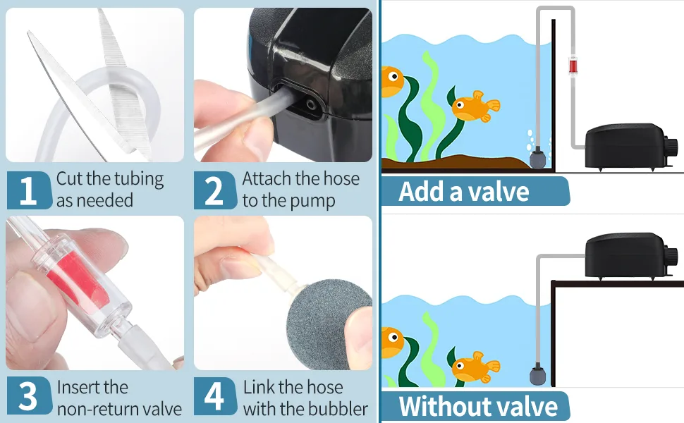 Uniclife Aquarium Air Pump Dual Outlet with Accessories for Up to 100 Gallon Tank - product information 14