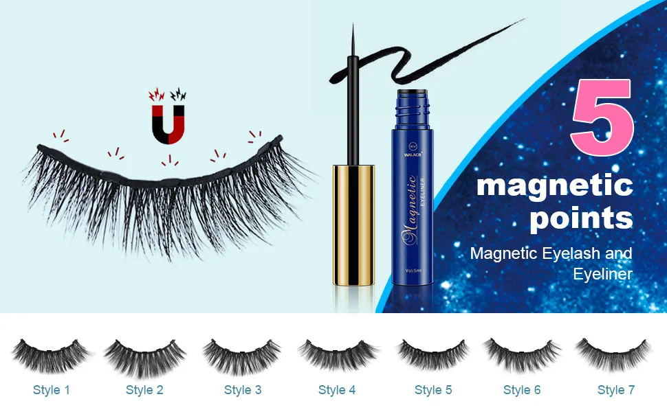 Magnet eyelashes with eyeliner artificial magnetic waterproof 3D magnetic eyelash set magnetic lashes soft false natural eyelash set (7 styles) - product information 9