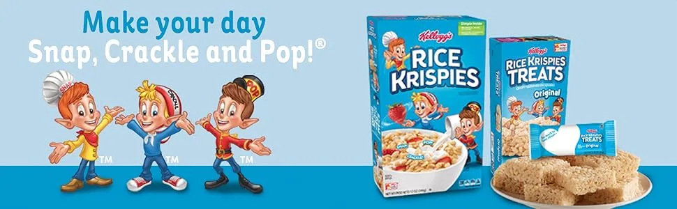 Kellogg's Rice Krispies Treats, Crispy Marshmallow Squares, Original, School Lunch Snack, 0.78 Oz each, 54 Count (Pack of 1) - Make your day Snap, Crackle and Pop!