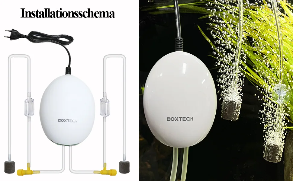 Boxtech aquarium air pump bladder stone check valve and control valve suit oxygen pump for 1-150 liters of aquarium double hole 2.5watts - ux5-6