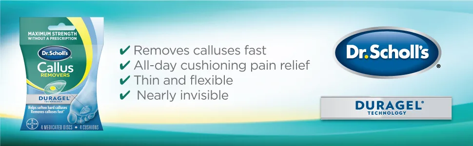 Dr Scholl's Duragel Callus Removers, 4 Cushions and 4 Medicated Discs, (Packaging May Vary) Callus Remover Single - Dr. Scholl