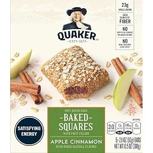 Quaker Baked Squares Soft Baked Bars Strawberry & Apple Cinnamon Variety Pack 5 Count (Pack of 4) - QUAKER BAKED SQUARES APPLE CINNAMON