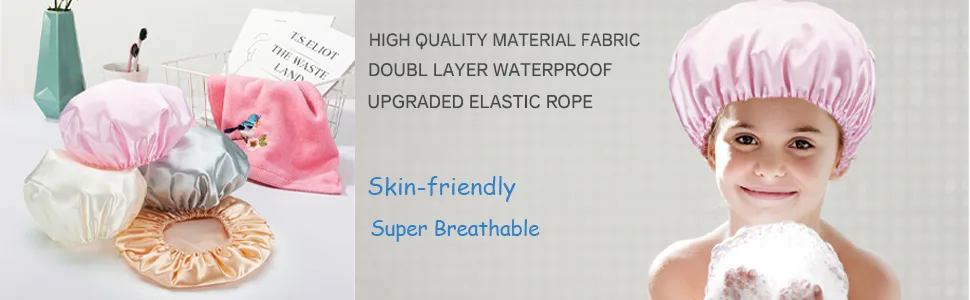 AmazerBath Shower Cap 4-Pack Shower Caps for Women Double Waterproof Layers Bathing Shower Hat Hair Protection EVA Shower Caps Reusable Medium Size - shower cap