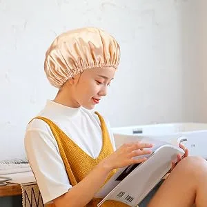 AmazerBath Shower Cap 4-Pack Shower Caps for Women Double Waterproof Layers Bathing Shower Hat Hair Protection EVA Shower Caps Reusable Medium Size - shower cap