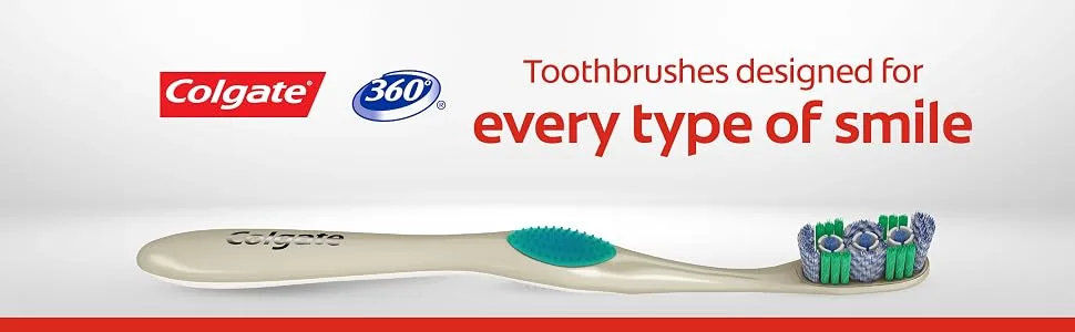 Colgate 360° Advanced Optic White Toothbrush (Color May Vary) Medium 2 Count - Banner