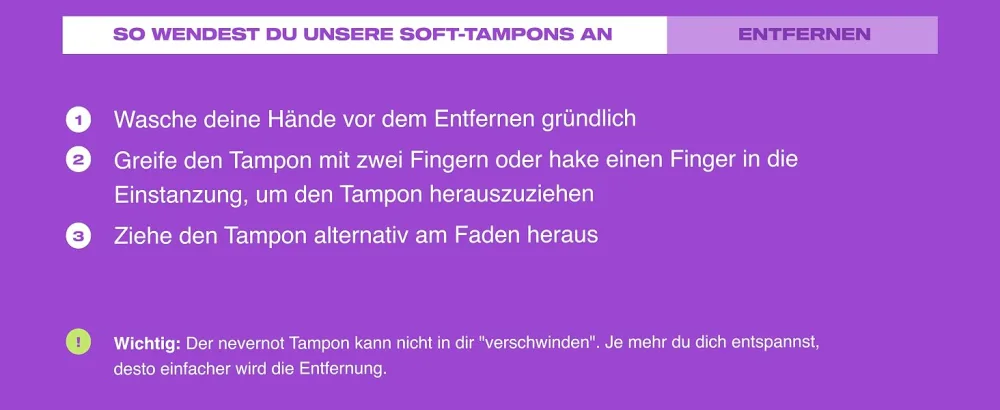 nevernot Soft Tampons 48 pieces: Menstrual sponge with optional thread 100% pollutant-free and super soft easy to remove - Anwendung