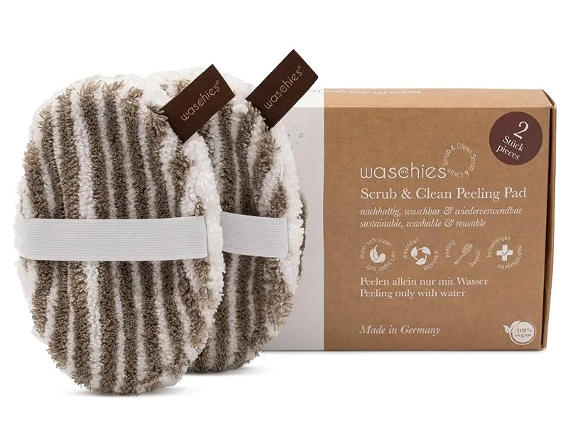 Waschies Face Scrub & Clean washable peeling pads reusable pore depth cleaning and peeling only with water skin-friendly 2 Set - Scrub & Clean