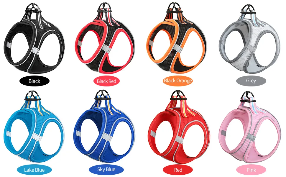 Heele dog harness adjustable anti train dishes reflective breathable dishes dogs light breast harness small dogs for walking training reflective sky blue m - product information 23