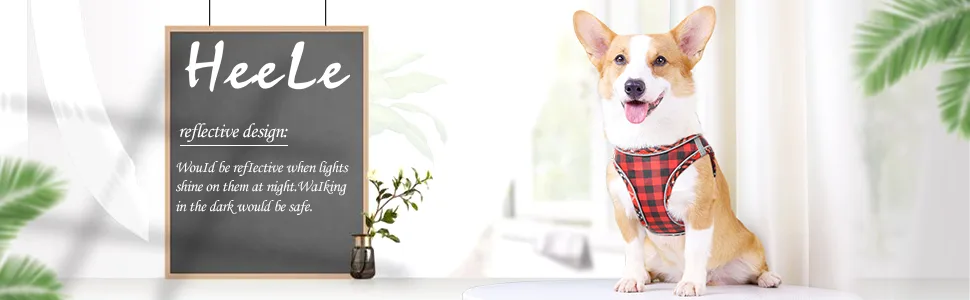 Heele dog harness adjustable anti train dishes reflective breathable dishes dogs light breast harness small dogs for walking training reflective plaid red m - product information 22