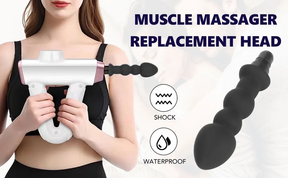 Massage gun Head Deep Tissue Percussion Muscle massager silicone waterproof interchangeable head Hand muscle massage head black (0.47 inches) 0.47 inches - Massagepistolenkopf