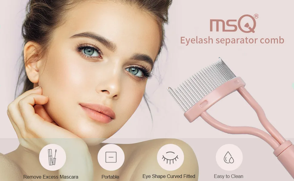 MSQ Eyelash Comb Eyelash Comb with Protective Cover Eyelash Comb Eyebrow Brush Cosmetic Brush Mascara Applicator 3Lotus Color - product information 15