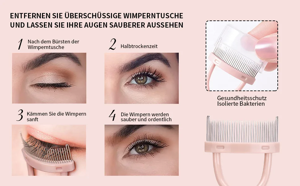 MSQ Eyelash Comb Eyelash Comb with Protective Cover Eyelash Comb Eyebrow Brush Cosmetic Brush Mascara Applicator 3Lotus Color - product information 17