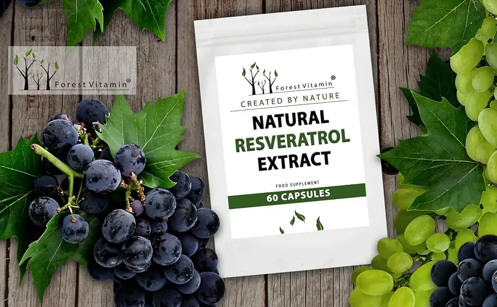 Forest vitamin - natural resveratrol extract - 60 capsules - (polygonum CUSPIDATUM Kn terich) - 100mg standardized on 98% resveratrol - health and beauty - res gr.