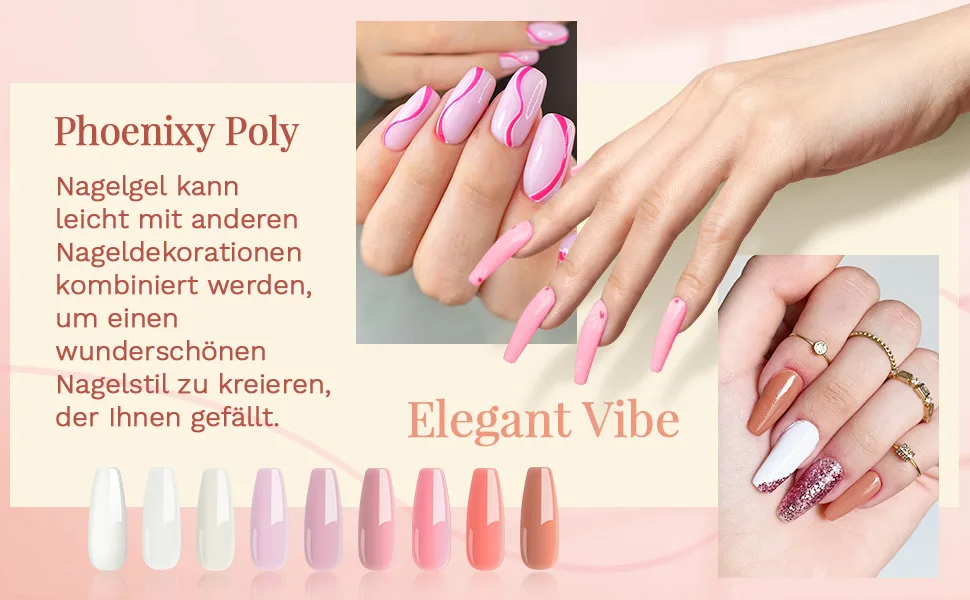 Poly nail gel kit Phoenixy 9 coly nail extension set nail extension poly nail gel starter kit with manicure tools poly nail gift set for women - 8019 3