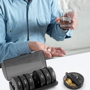 TookMag Pill Organizer 2 Times a Day Weekly AM PM Pill Box Large Capacity 7 Day Pill Cases for Pills/Vitamin/Fish Oil/Supplements (Black) - patient