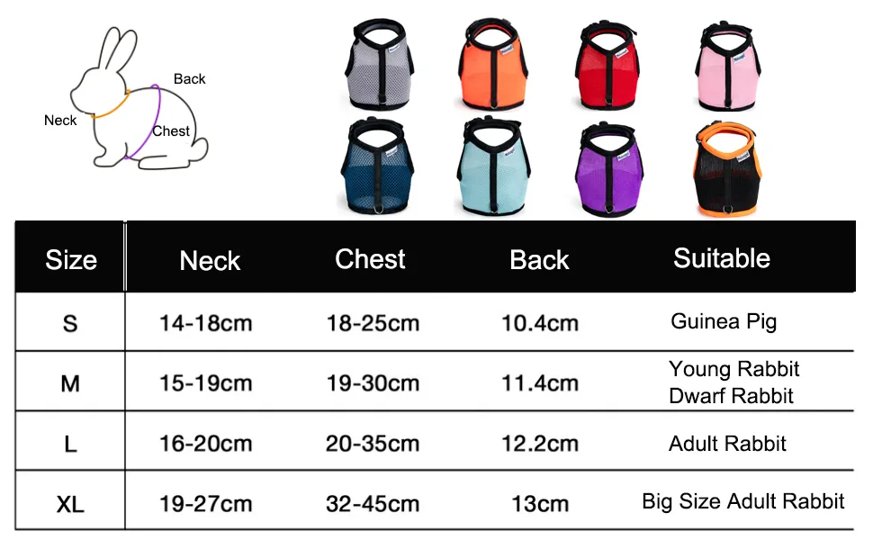 Niteangel Adjustable Soft Harness with Elastic Leash for Rabbits - product information 3