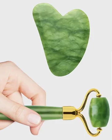 jade roller green set (facial roller) guasha - product information 2