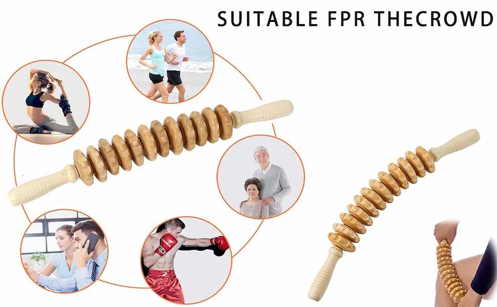 Premium massage roller wood back massager massage roller roller massager with handle suitable for neck legs back body - 48615