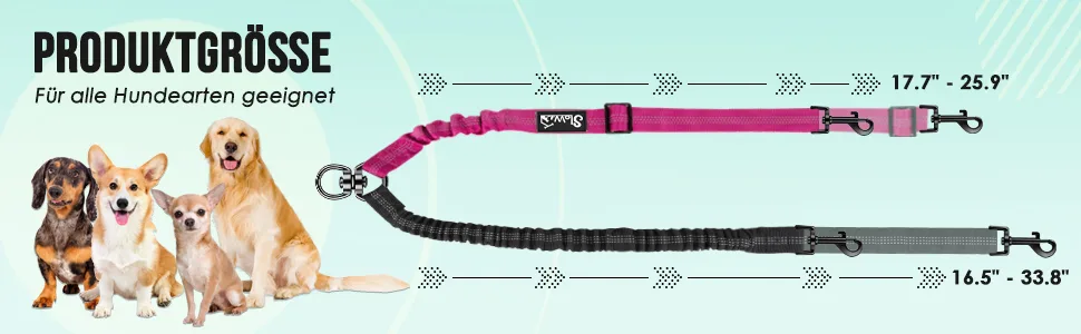 NASJAC Double dog linen coupler no involvement shared leash to walk 2 dogs adjustable reflective shock-damping safety-linen splinters 2-color version (for S+M) black+gray - product information 26