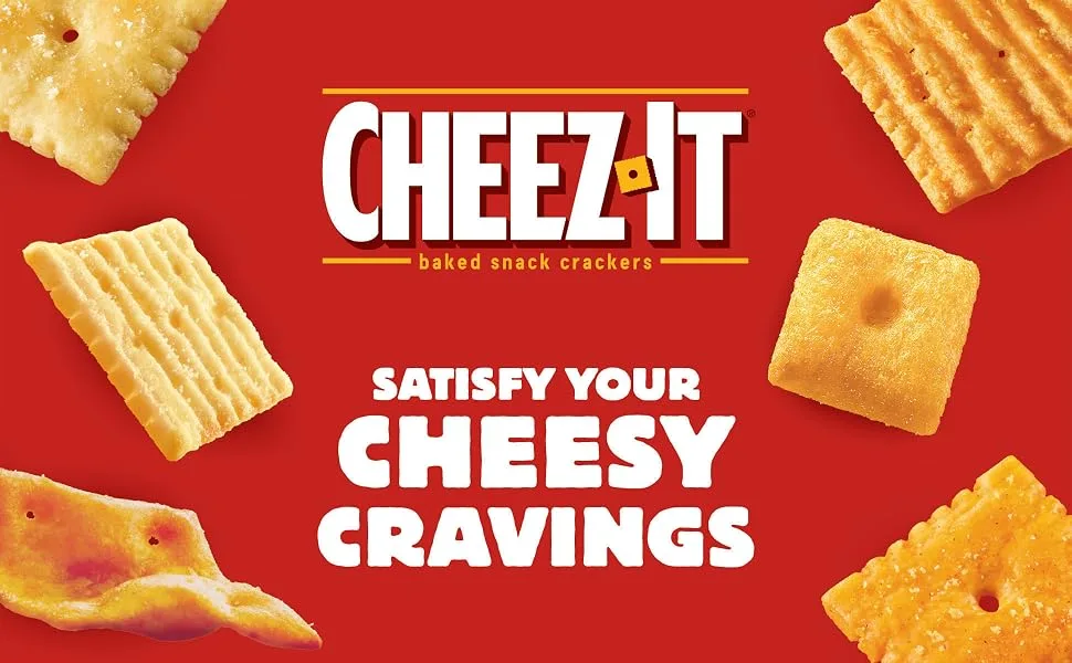 Cheez-It Baked Snack Cheese Crackers Original School Lunch Snacks 1 oz Bag (40 Bags) - Cheez-It Baked Snack Crackers; Satisfy Your Cheesy Cravings