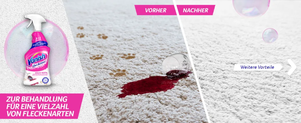 Vanish Multi textile cleaner for carpets sofas curtains and car seats - 1 x 660 ml - upholstered cleaner spray against dirt and smells for targeted application - Vanish Pulver