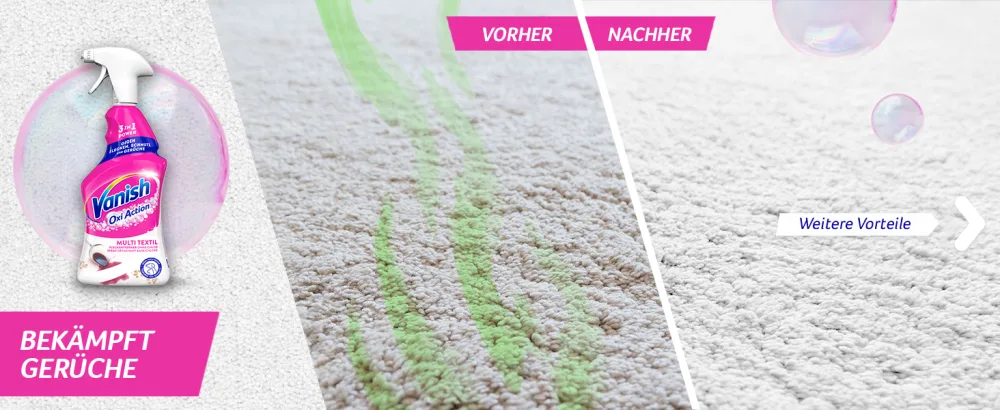 Vanish Multi textile cleaner for carpets sofas curtains and car seats - 1 x 660 ml - upholstered cleaner spray against dirt and smells for targeted application - Weiches Gefühl