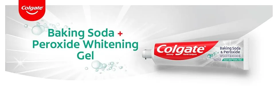 Colgate Peroxide and Baking Soda Toothpaste with Fluoride for Teeth Whitening and Stain Removal Frosty Mint 6 Ounce (Pack of 6) 36 Ounce - Colgate Baking Soda and Peroxide Whitening Toothpaste Frosty Mint