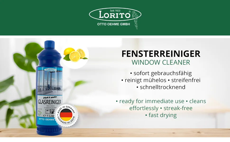 Lorito fresh & clean glass cleaner window cleaner surface cleaner for car window and surfaces window cleaning agent cleaner 1 liter 1l - header