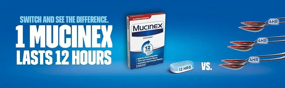 Mucinex Chest Congestion Maximum Strength 12 Hour Extended Release Tablets Relieves Chest Congestion Caused by Excess Mucus(#1 Doctor Recommended OTC expectorant) 1200mg 42 Count (Pack of 1) - product information 1