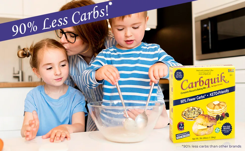Carbquik Baking Mix 3 lb (48 oz) - tasty protein diabetic low-sodium high-fiber zero-suagr no trans fat diet breakfast desserts bialys