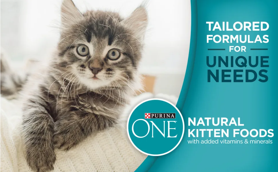 Purina ONE Healthy Kitten Formula Kitten Food - Tailored formulas for unique needs. Purina ONE natural kitten foods with added vitamins and minerals