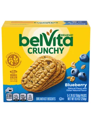 Belvita Blueberry Breakfast Biscuits 6 Boxes of 5 Packs (4 Biscuits Per Pack) - image
