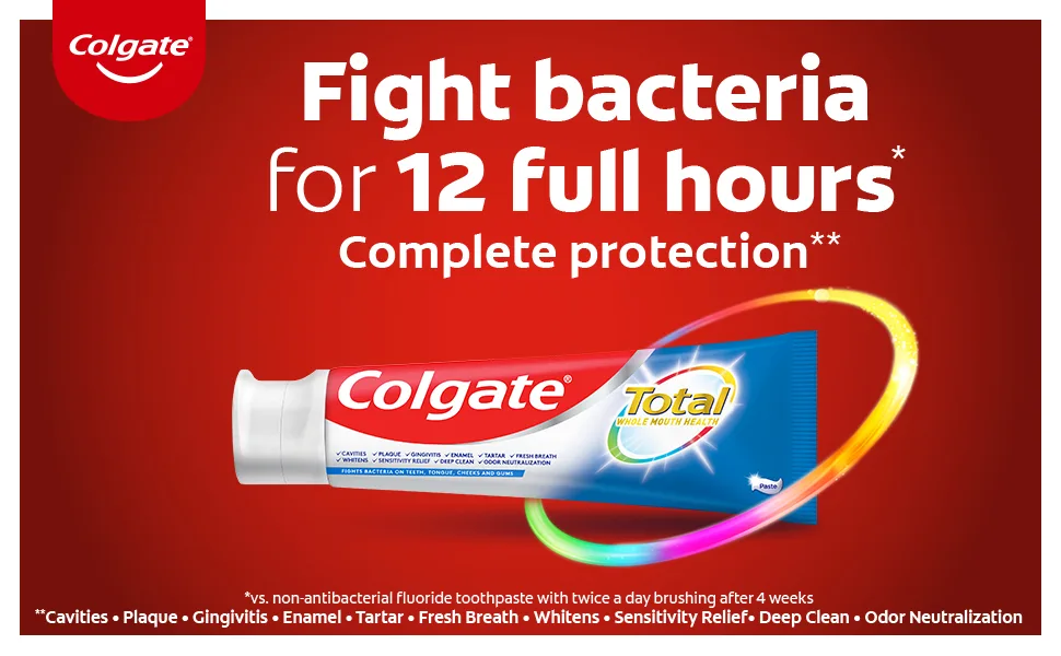Colgate Total Whitening Toothpaste with Stannous Fluoride and Zinc Exclusive Whitening Mint 4.8 Oz (Pack of 4) - Whitening Paste
