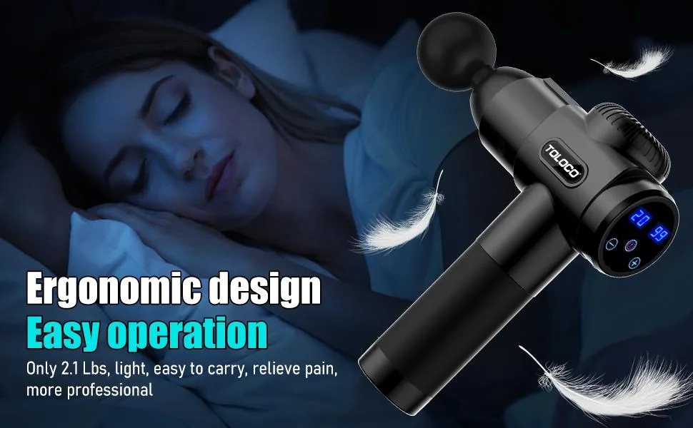 TOLOCO Massage Gun Upgrade Percussion Muscle Massage Gun for Athletes Handheld Deep Tissue Massager (Black) - massage gun