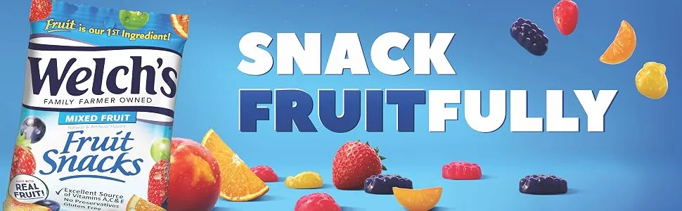 Welch's Fruit Snacks Berries 'n Cherries Gluten Free Bulk Pack 0.9 oz Individual Single Serve Bags (Pack of 40) - Welch