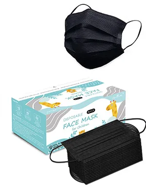 Kids Face Mask Black Disposable Kids Masks for Protection Breathable Black Face Masks Cute Facemasks for Children 50Pcs - kid mask