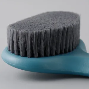 Upgraded Bath Body Brush with Comfy Bristles Long Handle Gentle Exfoliation Improve Skin's Health and Beauty Bath Shower Wet or Dry Brushing Body Brush (14 inch Dark Blue) - bristles