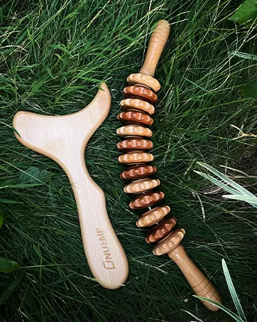 Massage roller back with handle maderotherapy set anti cellulite massage device massage wood suitable for neck legs back body 2 pieces natural wood color - product information 20